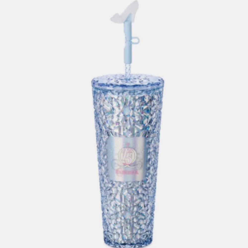 Disney Parks 2025 Cinderella 75th Anniversary Starbucks Tumbler Slipper Straw
